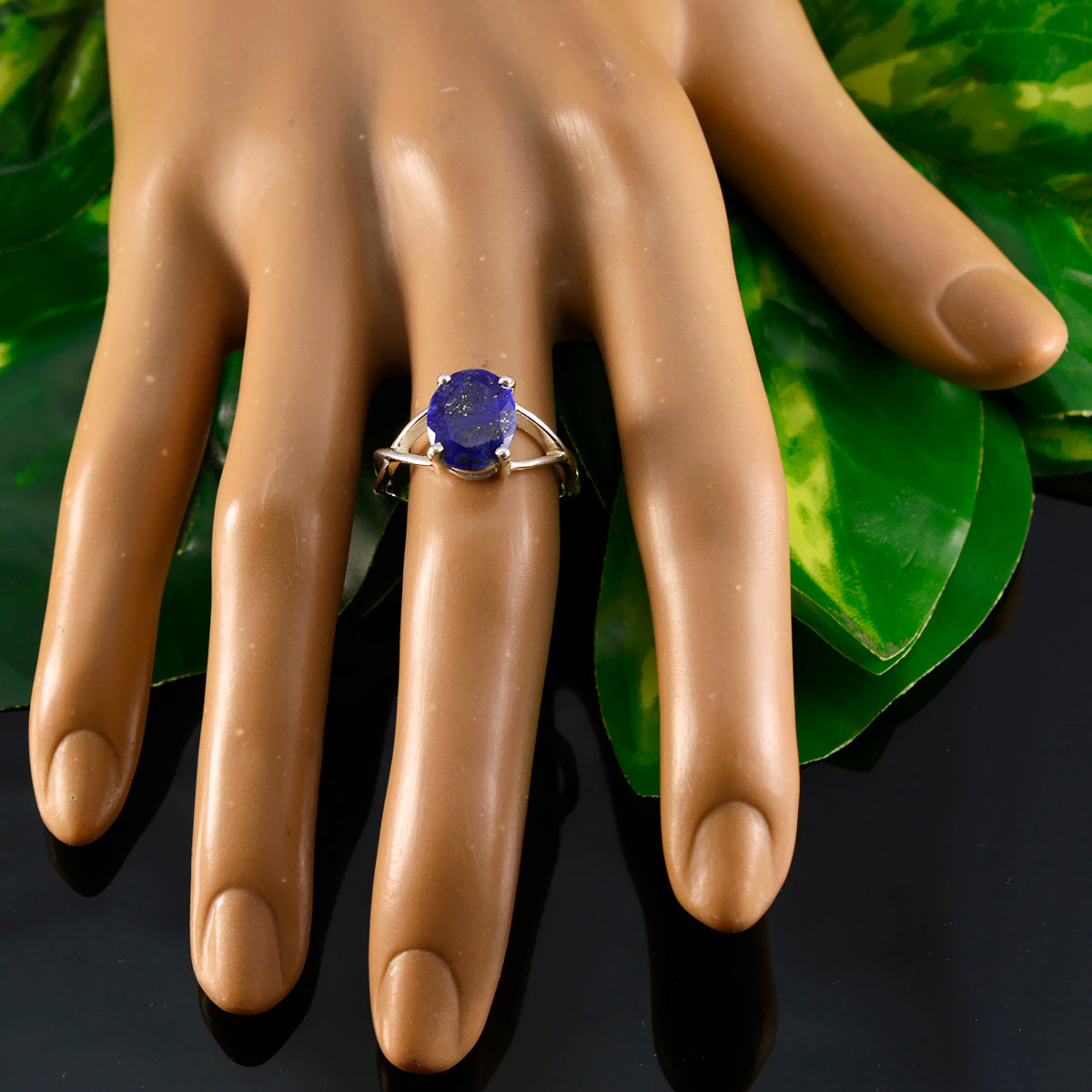 Lapis Lazuli Solitaire Japanese 92.5 Silver Blue Gems Dainty Abstract Ring Jewelry