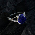 Lapis Lazuli Solitaire Japanese 92.5 Silver Blue Gems Dainty Abstract Ring Jewelry