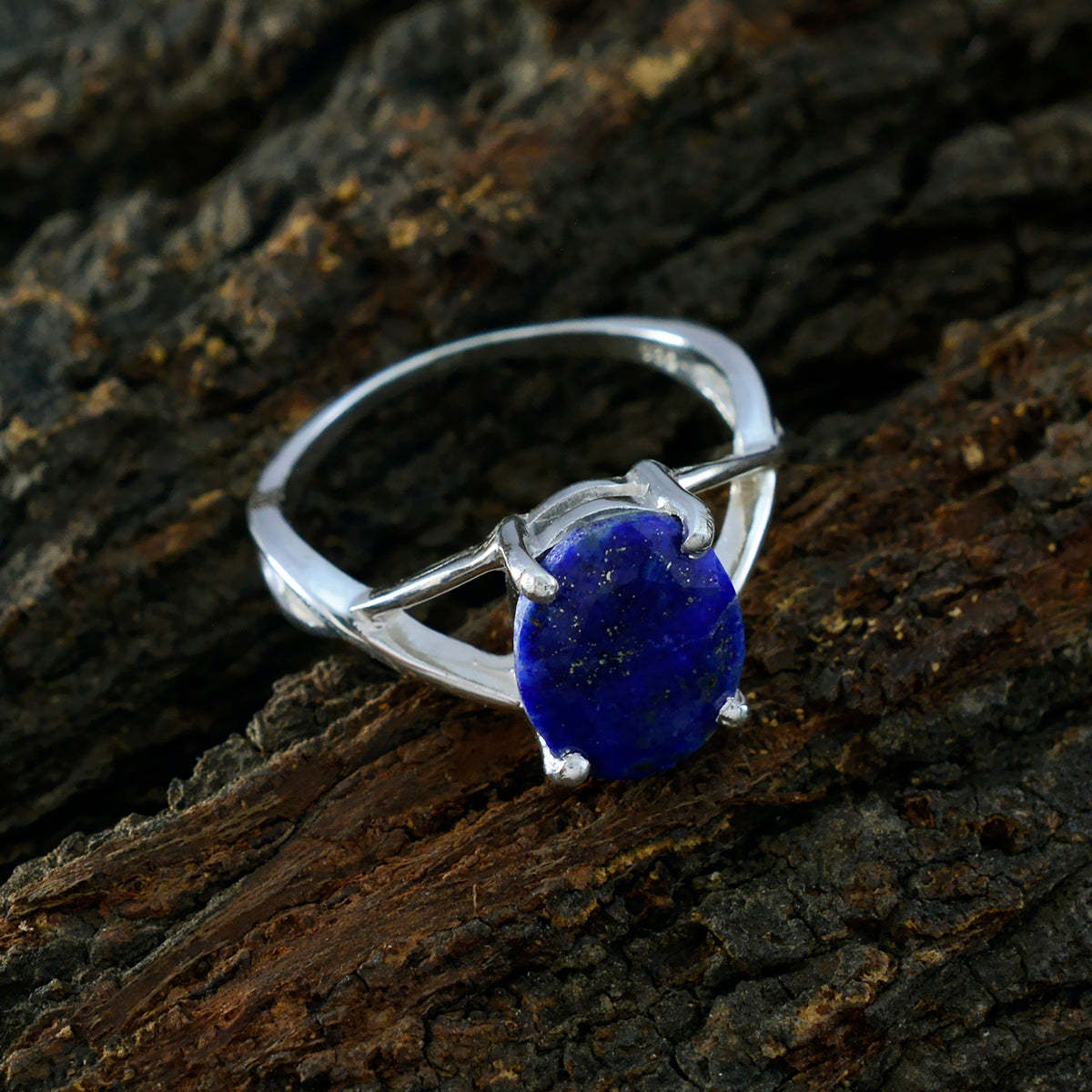 Lapis Lazuli Solitaire Japanese 92.5 Silver Blue Gems Dainty Abstract Ring Jewelry