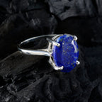 Lapis Lazuli Solitaire Indian 925 Sterling Silver Blue Gems Featherlight Cultural Ring Jewelry
