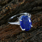 Lapis Lazuli Solitaire Indian 925 Sterling Silver Blue Gems Featherlight Cultural Ring Jewelry