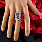 Lapis Lazuli Solitaire German 925 Silver Blue Gemstone Classic Art Deco Ring Jewellery