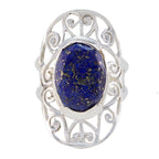 Lapis Lazuli Solitaire German 925 Silver Blue Gemstone Classic Art Deco Ring Jewellery