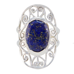 Lapis Lazuli Solitaire German 925 Silver Blue Gemstone Classic Art Deco Ring Jewellery