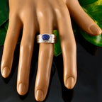Lapis Lazuli Solitaire German 925 Silver Blue Gemstones Eye catching Promise Ring Jewelry
