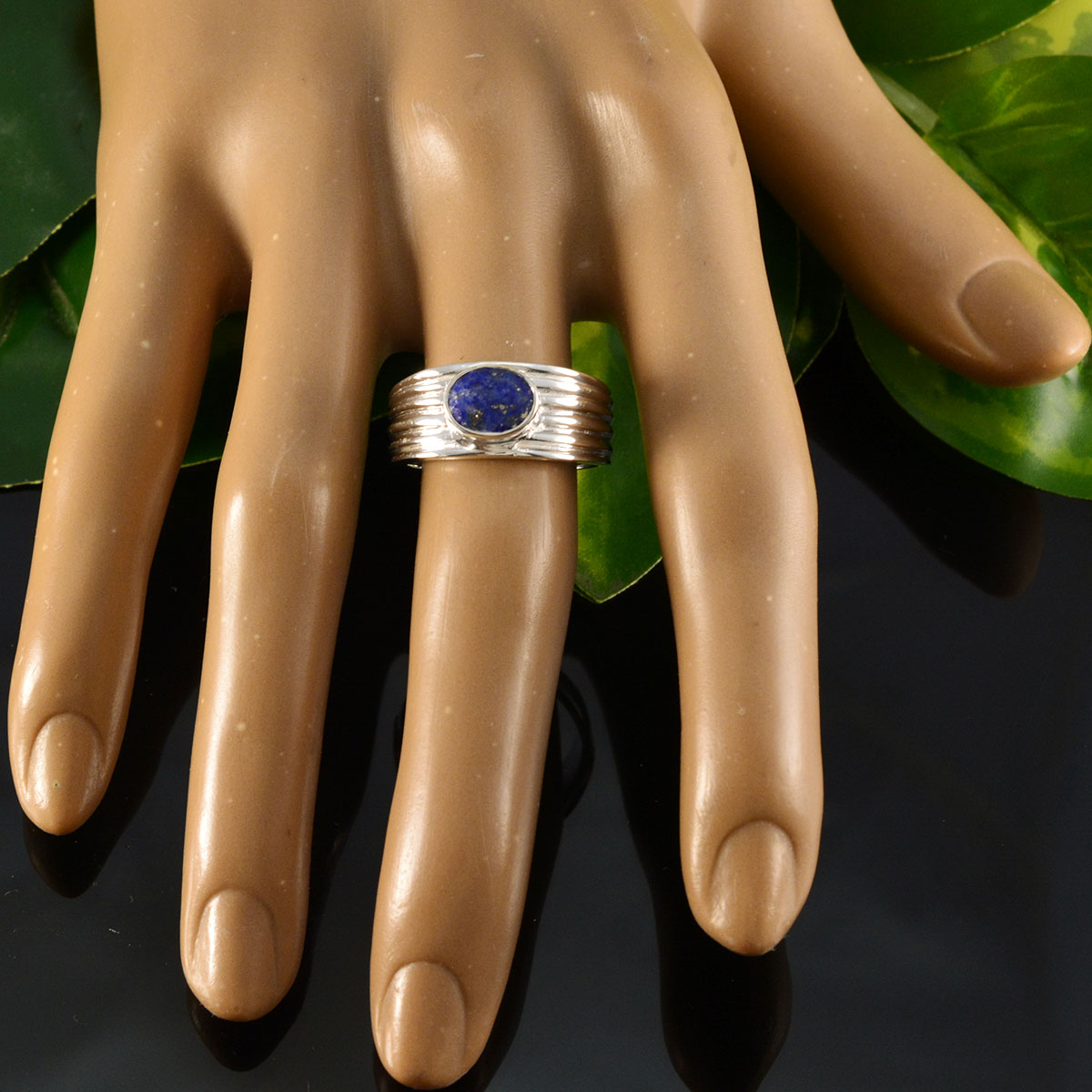 Lapis Lazuli Solitaire German 925 Silver Blue Gemstones Eye catching Promise Ring Jewelry