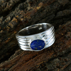 Lapis Lazuli Solitaire German 925 Silver Blue Gemstones Eye catching Promise Ring Jewelry