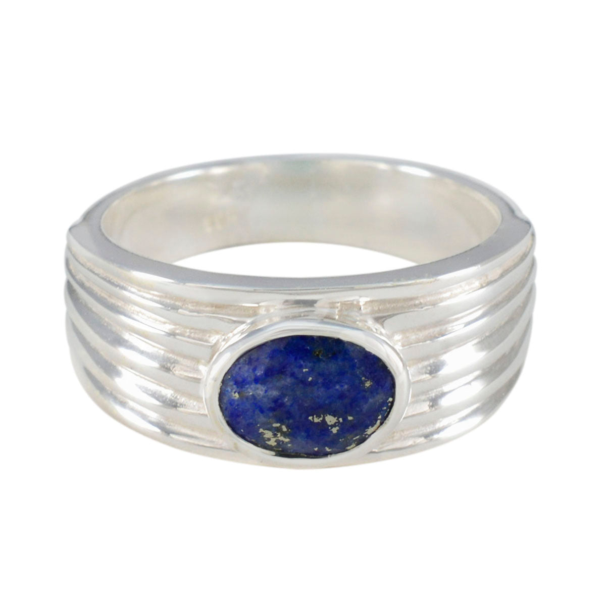 Lapislazuli-Solitär, deutsches 925er Silber, blaue Edelsteine, auffälliger Verlobungsring, Schmuck Hauptbild
