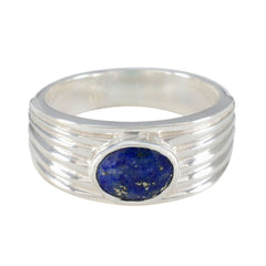 Lapis Lazuli Solitaire German 925 Silver Blue Gemstones Eye catching Promise Ring Jewelry