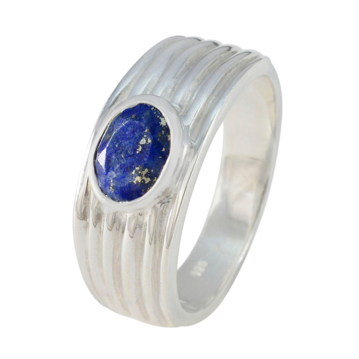 Lapislazuli-Solitär, deutsches 925er Silber, blaue Edelsteine, auffälliger Verlobungsring, Schmuck Zweitbild
