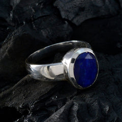 Lapis Lazuli Solitaire German 925 Silver Blue Gemstone Mid weight Feminine Ring Jewellery