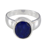 Lapis Lazuli Solitaire German 925 Silver Blue Gemstone Mid weight Feminine Ring Jewellery