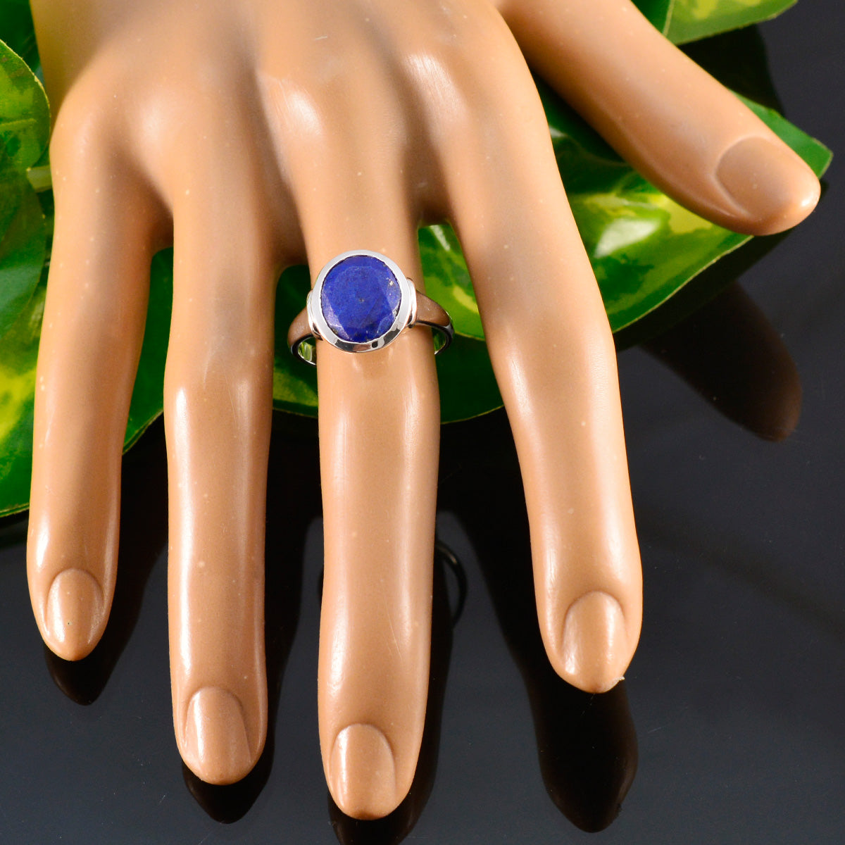Lapis Lazuli Solitaire German 92.5 Silver Blue Gemstone Minimal Boho Ring Jewellery