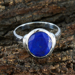 Lapis Lazuli Solitaire German 92.5 Silver Blue Gemstone Minimal Boho Ring Jewellery