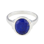 Lapis Lazuli Solitaire German 92.5 Silver Blue Gemstone Minimal Boho Ring Jewellery