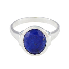 Lapis Lazuli Solitaire German 92.5 Silver Blue Gemstone Minimal Boho Ring Jewellery