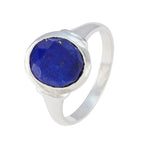 Lapis Lazuli Solitaire German 92.5 Silver Blue Gemstone Minimal Boho Ring Jewellery