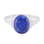 Lapis Lazuli Solitaire German 92.5 Silver Blue Gemstone Minimal Boho Ring Jewellery