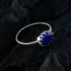 Lapis Lazuli Solitaire Turkish 92.5 Silver Blue Gemstone Elegant  Twist Ring Jewellery