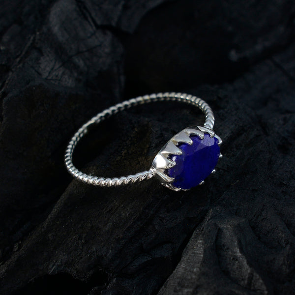 Lapis Lazuli Solitaire Turkish 92.5 Silver Blue Gemstone Elegant  Twist Ring Jewellery