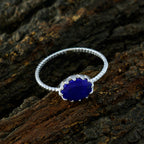 Lapis Lazuli Solitaire Turkish 92.5 Silver Blue Gemstone Elegant  Twist Ring Jewellery