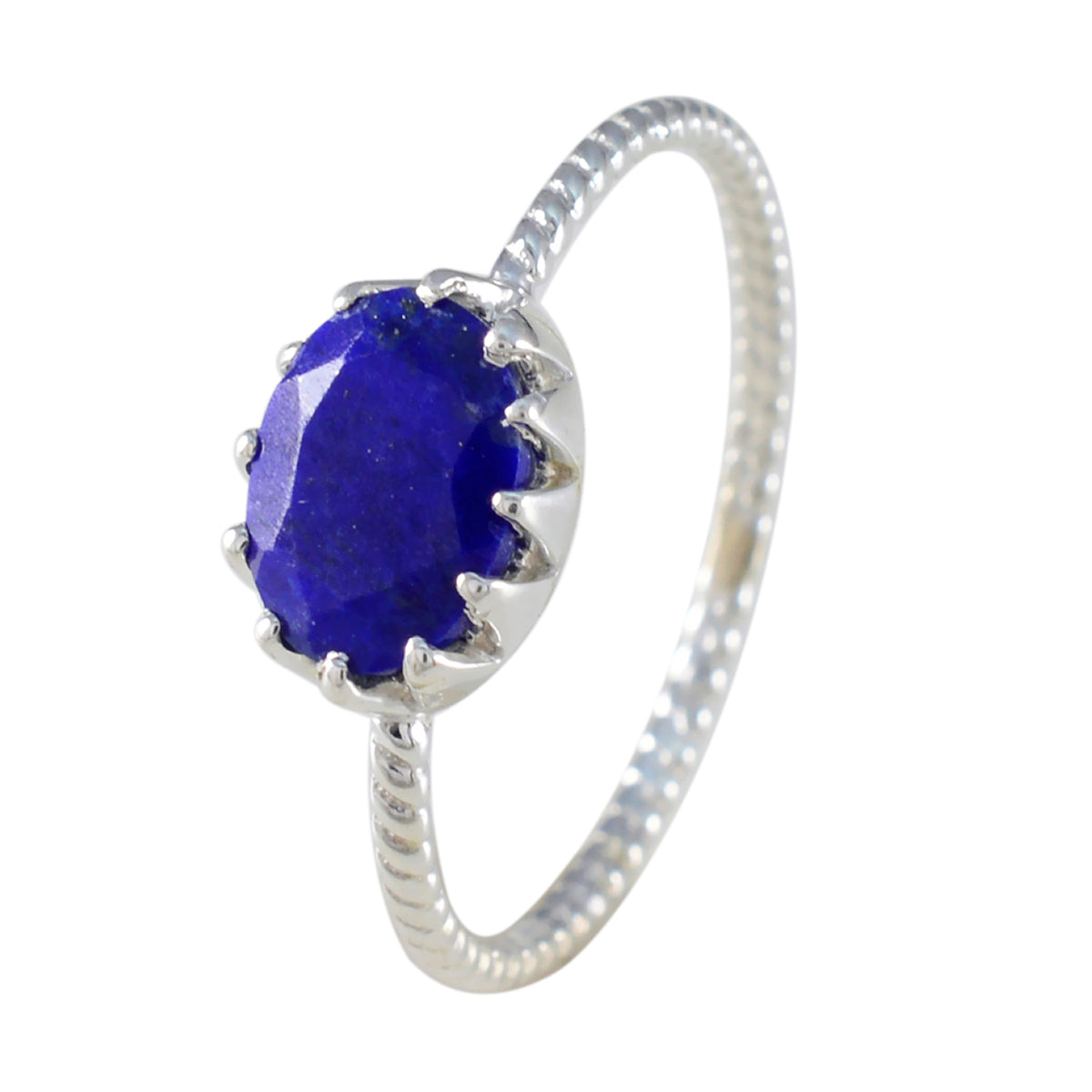 Lapis Lazuli Solitaire Turkish 92.5 Silver Blue Gemstone Elegant  Twist Ring Jewellery