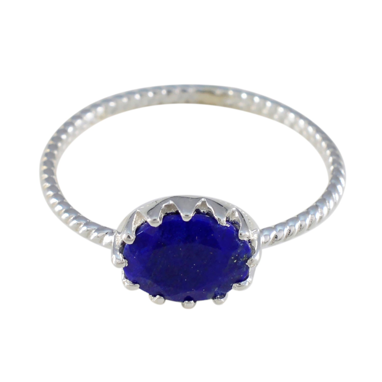 Lapis Lazuli Solitaire Turkish 92.5 Silver Blue Gemstone Elegant  Twist Ring Jewellery