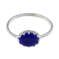 Lapis Lazuli Solitaire Turkish 92.5 Silver Blue Gemstone Elegant  Twist Ring Jewellery