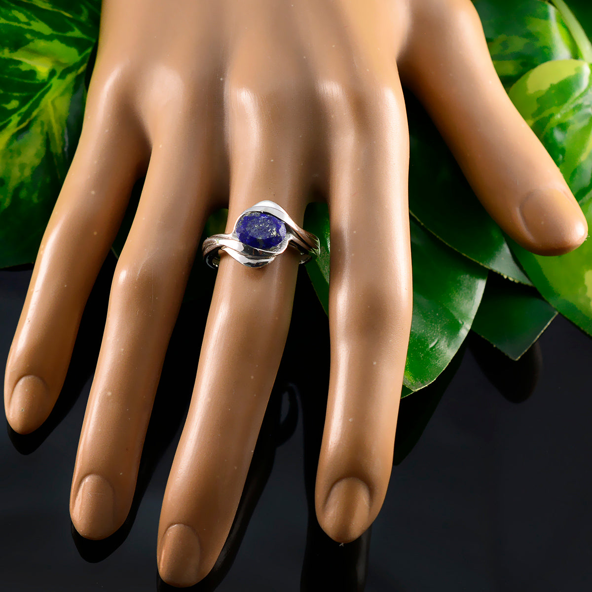 Lapis Lazuli Solitaire African Sterling Silver Blue Gemstones Tiny Contemporary Ring Jewelry
