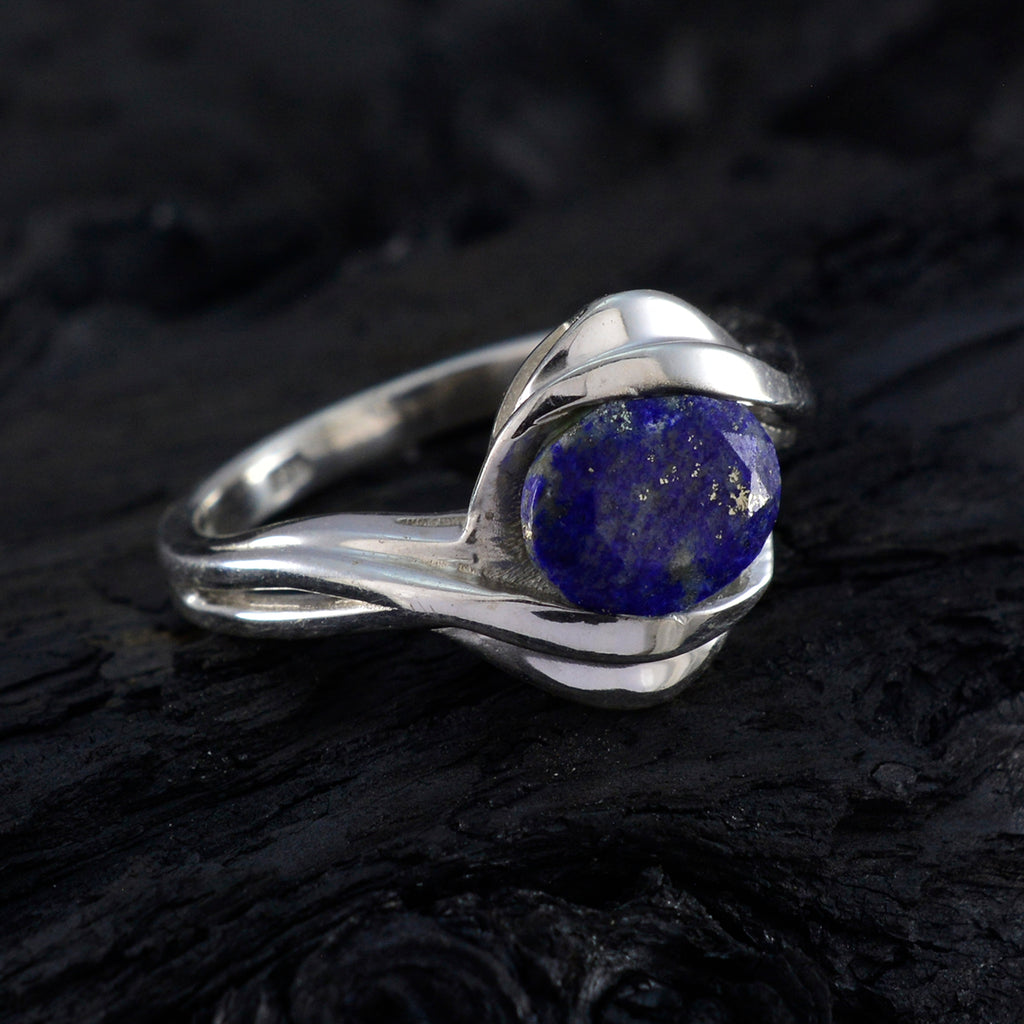 Lapis Lazuli Solitaire African Sterling Silver Blue Gemstones Tiny Contemporary Ring Jewelry