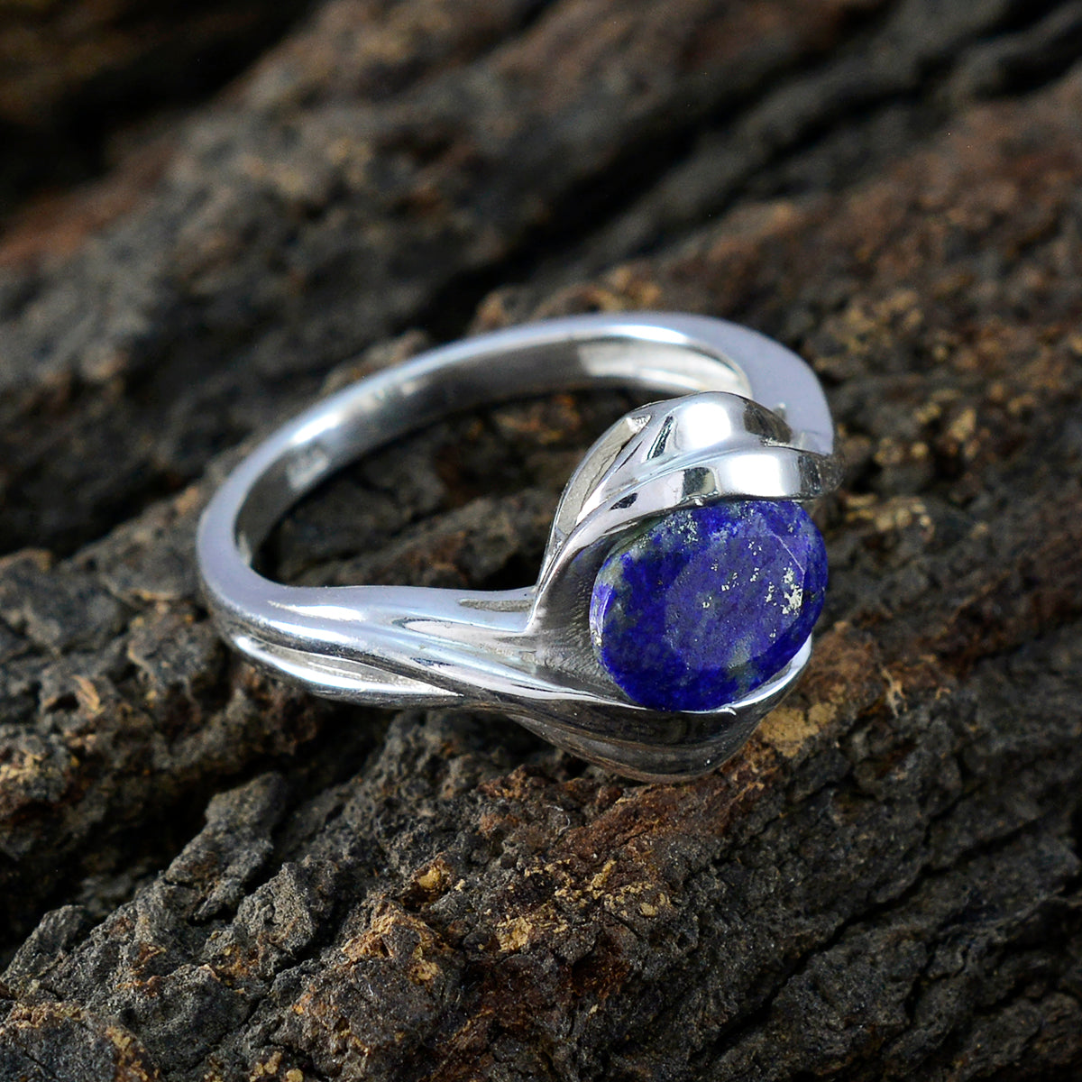 Lapis Lazuli Solitaire African Sterling Silver Blue Gemstones Tiny Contemporary Ring Jewelry