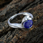 Lapis Lazuli Solitaire African Sterling Silver Blue Gemstones Tiny Contemporary Ring Jewelry