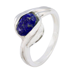 Lapis Lazuli Solitaire African Sterling Silver Blue Gemstones Tiny Contemporary Ring Jewelry