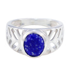 Lapis Lazuli Solitaire Mexican 925 Silver Blue Gemstones Slim Rope Wire Ring Jewelry