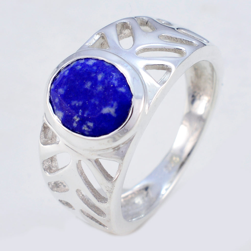 Lapis Lazuli Solitaire Mexican 925 Silver Blue Gemstones Slim Rope Wire Ring Jewelry