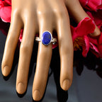 Lapis Lazuli Solitaire Italian 92.5 Silver Blue Gemstones Minimal Rope Wire Ring Jewelry