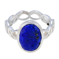 Lapis Lazuli Solitaire Italian 92.5 Silver Blue Gemstones Minimal Rope Wire Ring Jewelry
