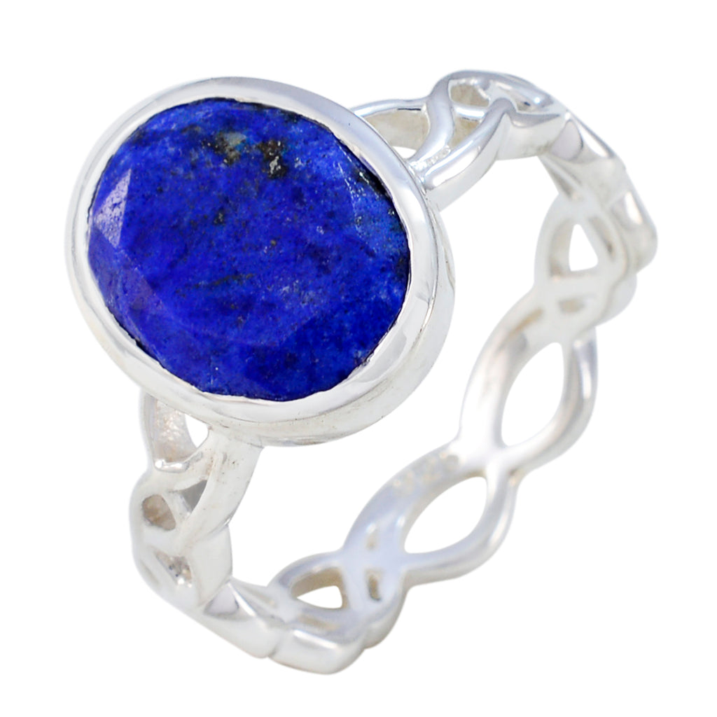 Lapis Lazuli Solitaire Italian 92.5 Silver Blue Gemstones Minimal Rope Wire Ring Jewelry