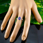 Lapis Lazuli Solitaire Korean 925 Sterling Silver Blue Gems Dainty Modern Ring Jewelry
