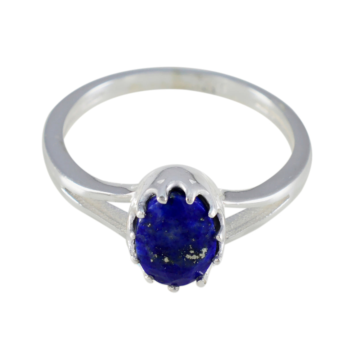 Lapis Lazuli Solitaire Korean 925 Sterling Silver Blue Gems Dainty Modern Ring Jewelry
