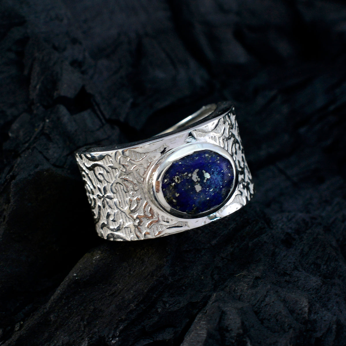 Lapis Lazuli Solitaire Egyptian 925 Silver Blue Gemstone Essential  Art Deco Ring Jewellery