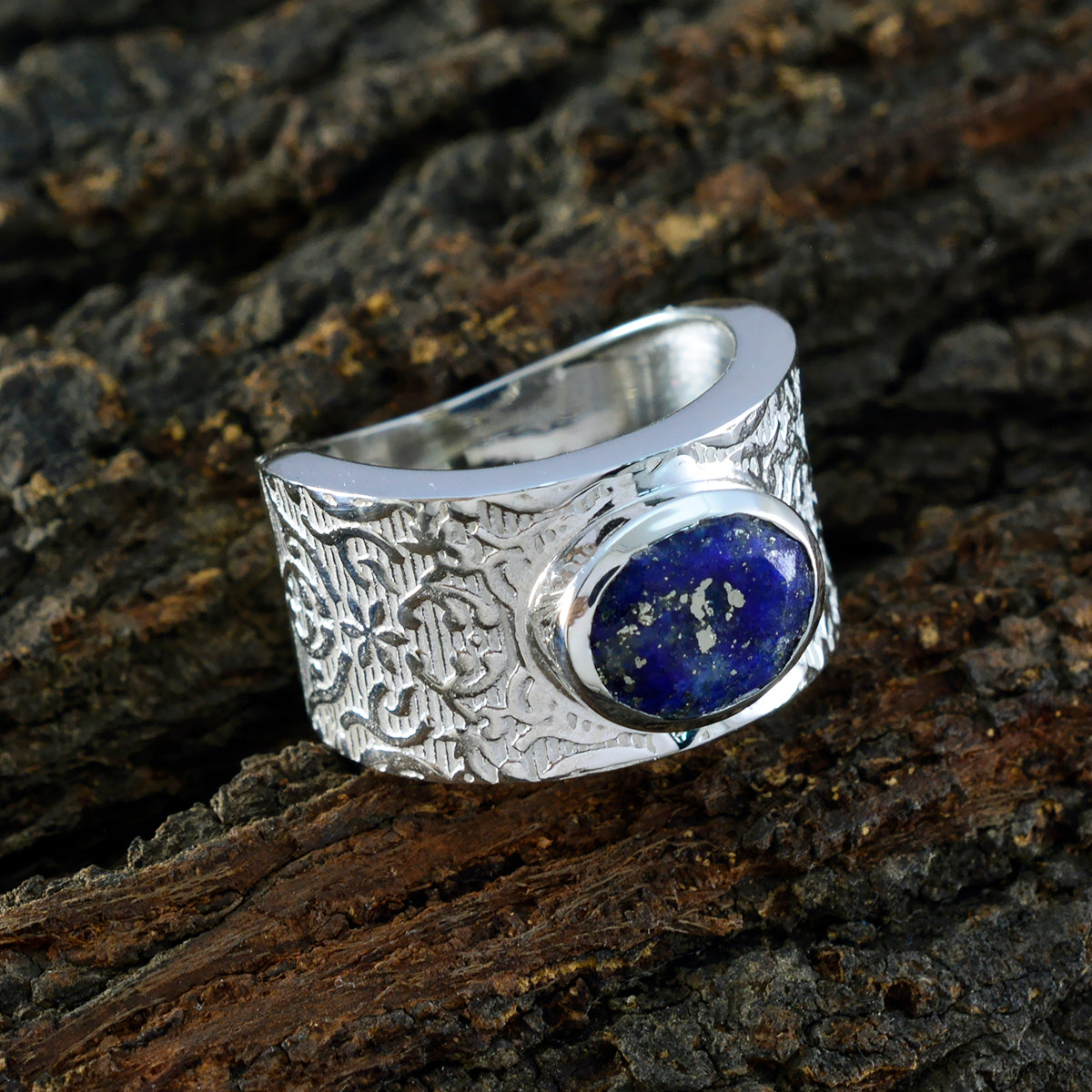 Lapis Lazuli Solitaire Egyptian 925 Silver Blue Gemstone Essential  Art Deco Ring Jewellery