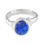 Lapis Lazuli Solitaire French 925 Sterling Silver Blue Gems Eye catching Promise Ring Jewelry
