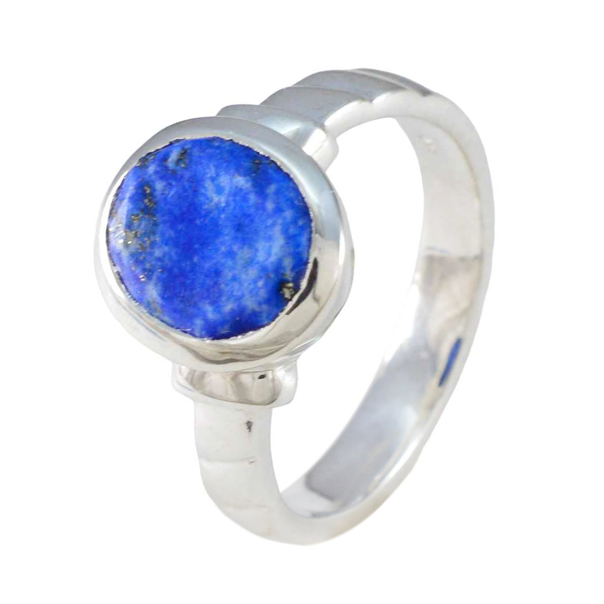 Lapis Lazuli Solitaire French 925 Sterling Silver Blue Gems Eye catching Promise Ring Jewelry