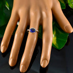 Lapis Lazuli Solitaire Japanese 92.5 Silver Blue Gemstone Dainty Contemporary Ring Jewelry