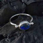 Lapis Lazuli Solitaire Japanese 92.5 Silver Blue Gemstone Dainty Contemporary Ring Jewelry
