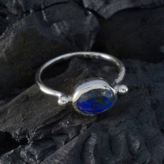 Lapis Lazuli Solitaire Japanese 92.5 Silver Blue Gemstone Dainty Contemporary Ring Jewelry