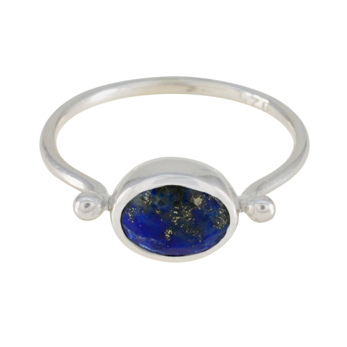 Lapis Lazuli Solitaire Japanese 92.5 Silver Blue Gemstone Dainty Contemporary Ring Jewelry Main image