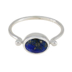 Lapis Lazuli Solitaire Japanese 92.5 Silver Blue Gemstone Dainty Contemporary Ring Jewelry