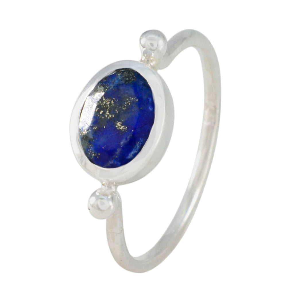 Lapis Lazuli Solitaire Japanese 92.5 Silver Blue Gemstone Dainty Contemporary Ring Jewelry
